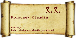 Kolacsek Klaudia névjegykártya